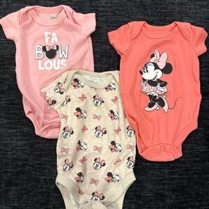 Disney Minnie Mouse Bodysuit Trio - Pink, Beige, Coral